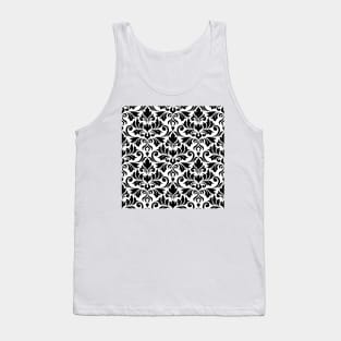 Flourish Damask Black on White Tank Top